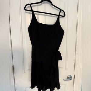 Black Tie Front Mini Slip Dress